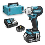 Акумулаторен гайковерт Makita с безчетков двигател с 2 батерии и зарядно, 18 V, 5 Ah, 330 Nm, квадрат, 1/2", DTW301RTJ