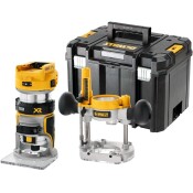 Оберфреза DeWALT ръчна акумулаторна комбинирана без батерия и зарядно, 18 V, 16 000-25 500 об./мин, ф 6.35 мм, DCW604NT