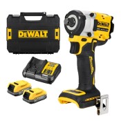 Акумулаторен гайковерт DeWALT с безчетков двигател с 2 батерии и зарядно, 18 V, 1.7 Ah, 406 Nm, квадрат, 1/2", DCF921E2T