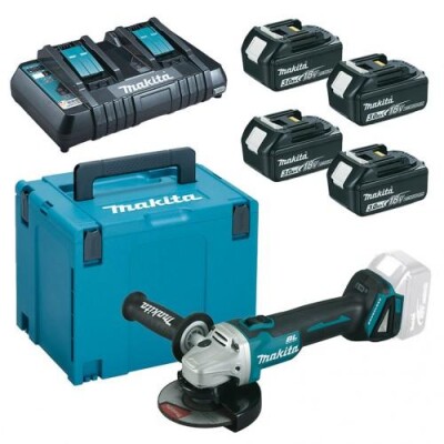 Ъглошлайф акумулаторен Makita DGA504, безчетков, 18.0 V, 3.0 Ah, ф 125 мм