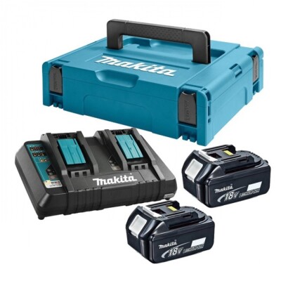 Комплект Makita - две батерии 18V, 6Ah BL1860B и двойно зарядно DC18RD