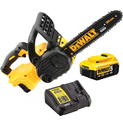Трион верижен акумулаторен DeWALT DCM565P1 с батерия 18 V, 5 Ah, 30 см, 3/8", 462 м/мин