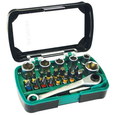 Накрайник бит комплект с тресчотка и вложки 24 бр., HiKOKI (Hitachi)