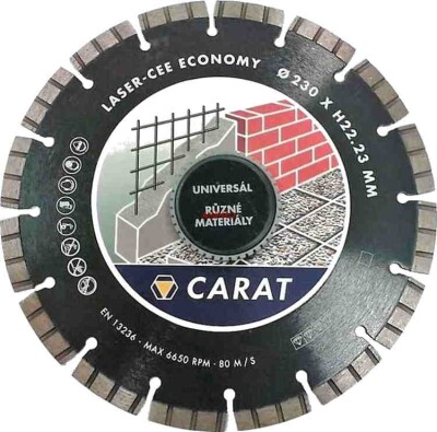 Диск диамантен за бетон, тухли, камък 230x22.23 мм Carat