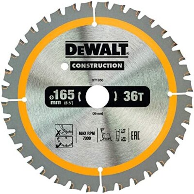 Диск циркулярен Dewalt за грубо рязане на дърво, 165x20x1.49 мм, 36z