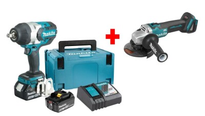 Комплект акумулаторни машини Makita 18V, 5.0Ah DTW1002RTJ, DGA504Z