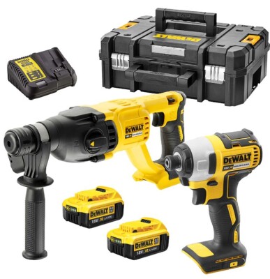 Комплект акумулаторни инструменти DeWALT винтоверт ударен DCF787N и перфоратор DCH133N, 18V, 4Ah