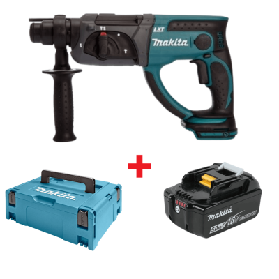 Акумулаторен перфоратор Makita DHR202Z с една батерия 18 V 5 Ah и куфар Makpac