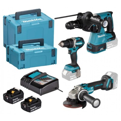 Kомплект aкумулаторни машини Makita DLX3195JX1, LXT, 18 V, 2х5 Ah, с батерии, зарядно и 2 куфара