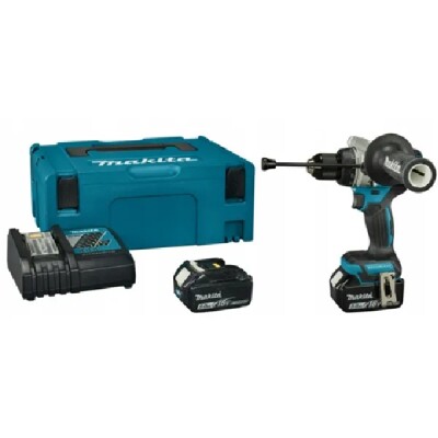 Акумулаторен ударен винтоверт MAKITA DHP492RTJ, LXT, 18 V, 2х5 Ah, 141 Nm, с батерии, зарядно, куфар и аксесоари