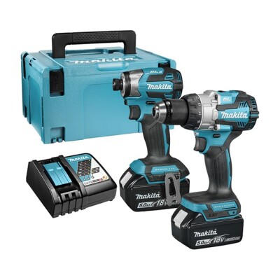 Комплект акумулаторни инструменти Makita с 2 батерии и зарядно, DHP489, DTD173, 18 V, 5 Ah, DLX2528TJ