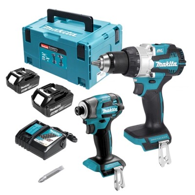 Комплект акумулаторни инструменти Makita с 2 батерии и зарядно, DDF489, DTD173, 18 V, 5 Ah, DLX2527TJ