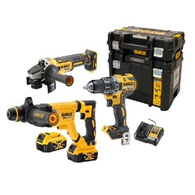 Комплект акумулаторни машини, винтоверт, ъглошлайф, перфоратор DEWALT DCK327P2T, 18V