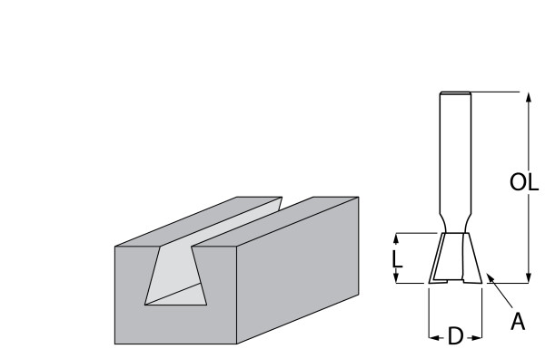 Фрезер за дърво профилен тип лястовича опашка, без лагер ф 12.7х13 мм, 14°, 45 мм, ф 8 мм Makita