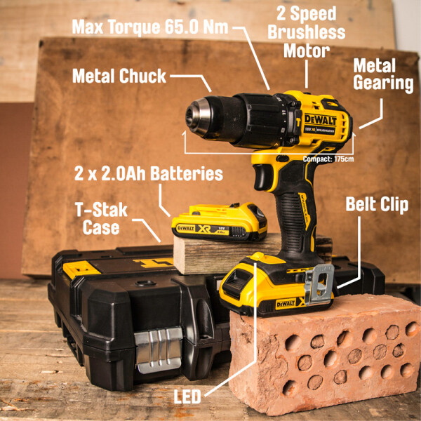 Винтоверт ударен Dewalt DCD709D2T, 18V, 2.0Ah