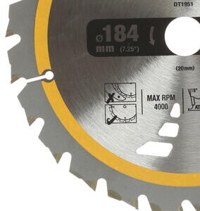 Диск циркулярен Dewalt DT1951 за дърво 184x20x1.8мм, 24z