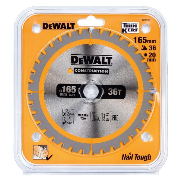 Циркулярен диск Dewalt DT1935 за дърво 165x20x2.4мм, 30z