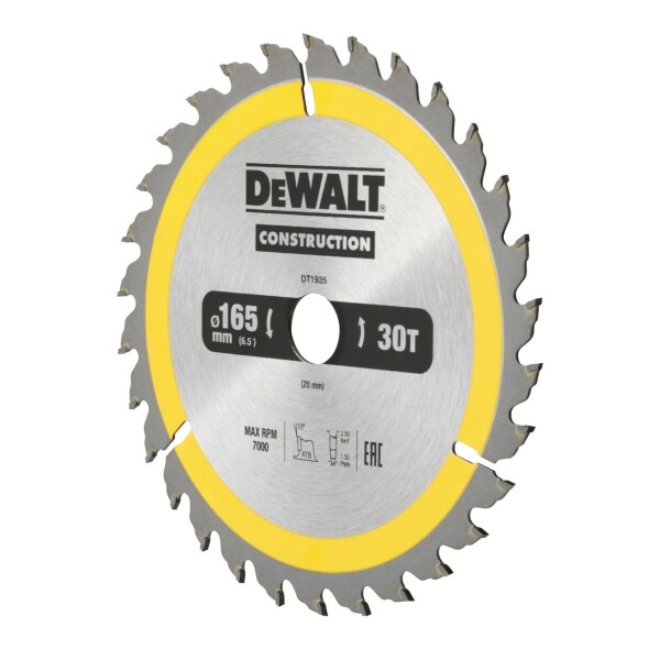 Циркулярен диск Dewalt DT1935 за дърво 165x20x2.4мм, 30z