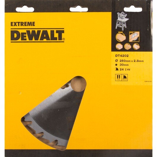 Диск циркулярен Dewalt за рязане на дърво 250x30x2.8 мм, 24z
