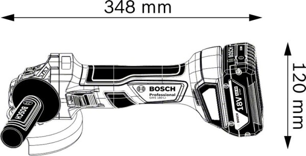 Акумулаторен ъглошлайф Bosch GWS 180-LI, 18V, 4.0Ah