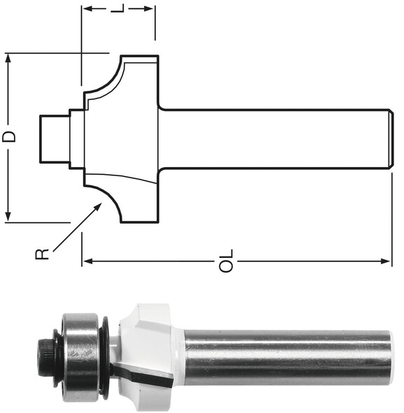 Фрезер профилен 19x9,5x53,4mm